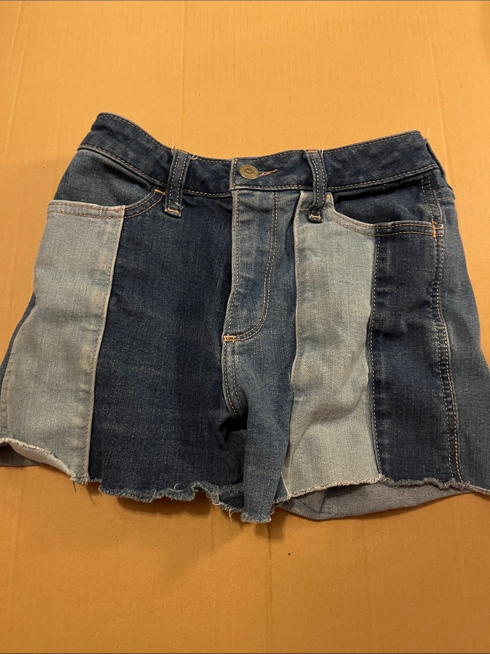 Hollister Patchwork Two-Tone Denim Shorts